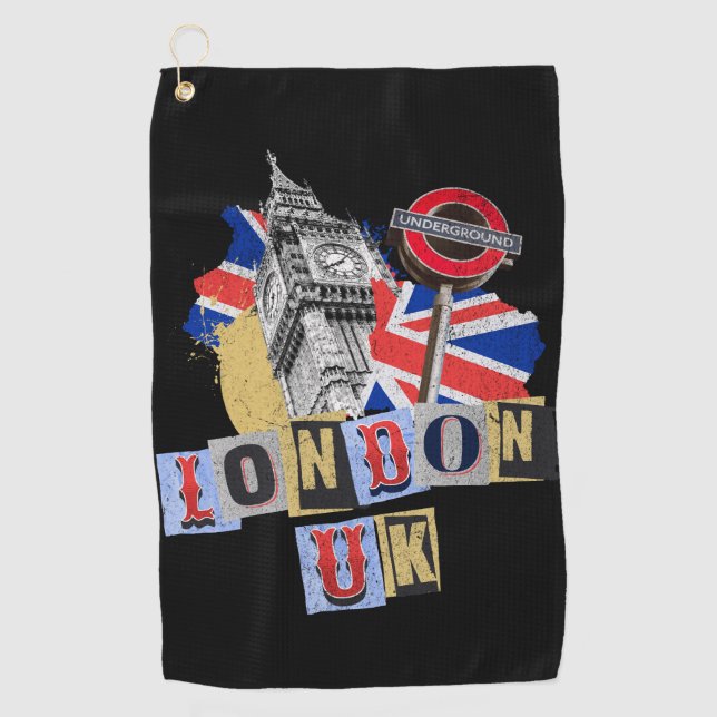 Toalla De Golf Diseño de estilo retro de Londres (Anverso)