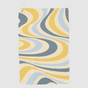 Toalla De Golf Diseño de giro abstracto amarillo y azul