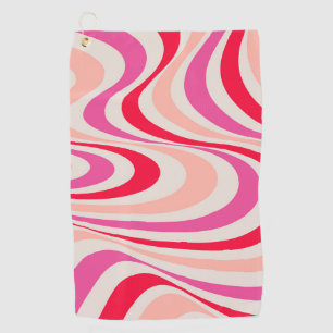 Toalla De Golf Diseño de giro retro rosa, rojo y gris abstracto