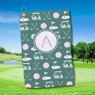 Toalla De Golf Diseño de golf y monograma Personalizado de estilo