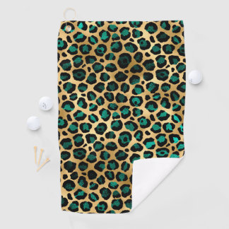 Toalla De Golf Diseño de la serie Leopardo Teal y Gold 14