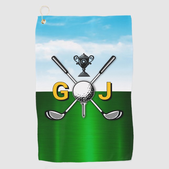 Toalla De Golf Diseño de monograma de golf elegante (Anverso)