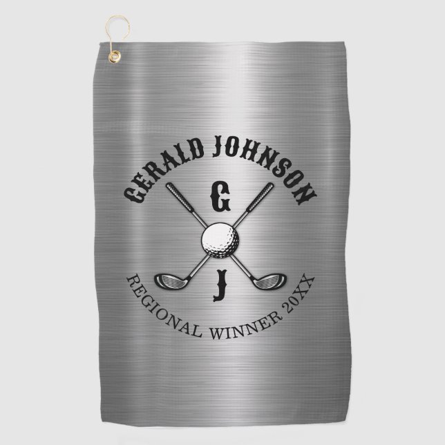 Toalla De Golf Diseño de monograma de golf Personalizado elegante (Anverso)