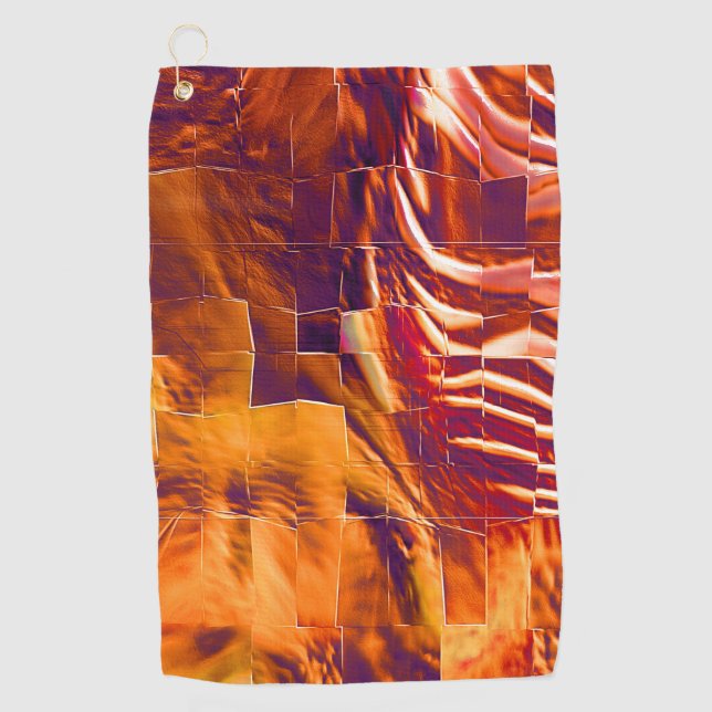 Toalla De Golf Diseño de mosaico abstracto de aceite de naranja r (Anverso)
