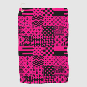 Toalla De Golf Diseño de patrones mixtos rosados negros