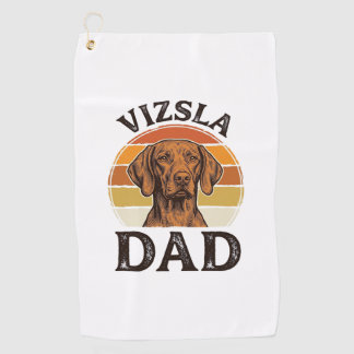 Toalla De Golf Diseño de perro grabado vintage de Vizsla Papá_1