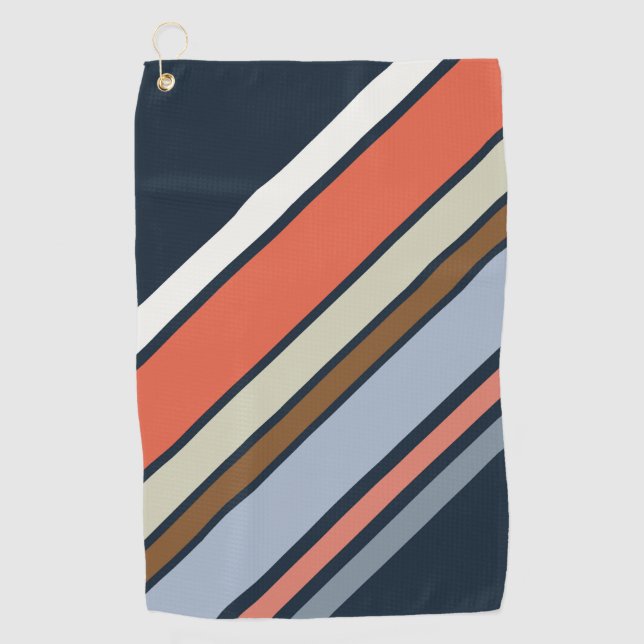 Toalla De Golf Diseño de rayas de estilo retro diagonal (Anverso)