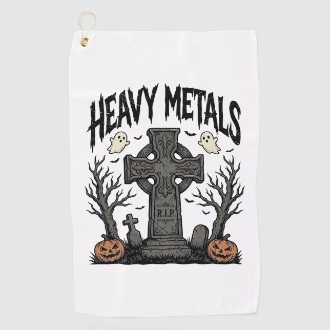 Toalla De Golf Diseño de vector cementerio de Halloween de metale (Anverso)