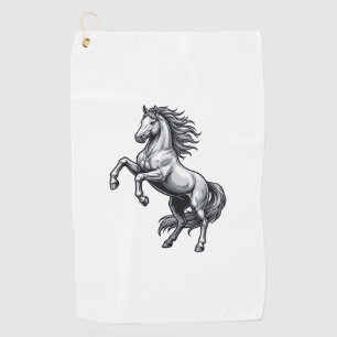 Toalla De Golf Diseño de vector de caballo encabritado de grabado