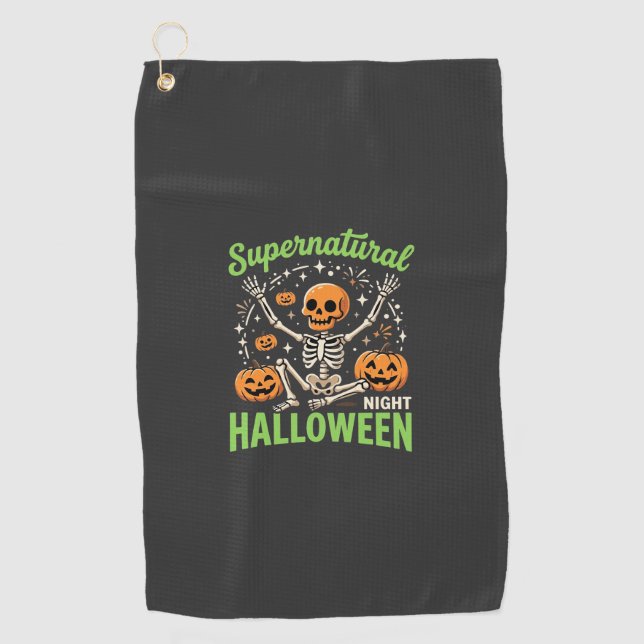 Toalla De Golf Diseño de vector de Halloween de esqueleto sobrena (Anverso)