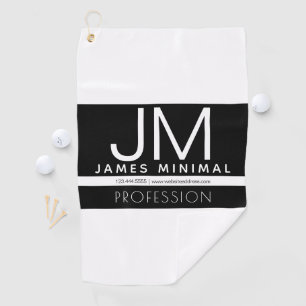 Toalla De Golf Diseño minimo profesional moderno   Blanco y negro