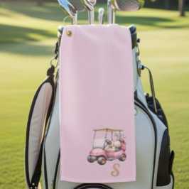 Toalla De Golf Diseño personalizado con monograma rosa regalo per