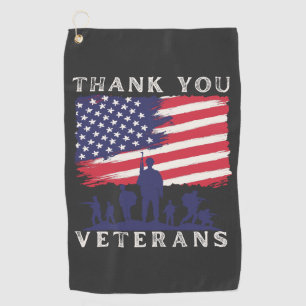Toalla De Golf Diseño personalizado: Gracias Veteranos Bandera Am