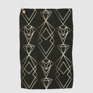 Toalla De Golf Diseño retro clásico en negro y oro