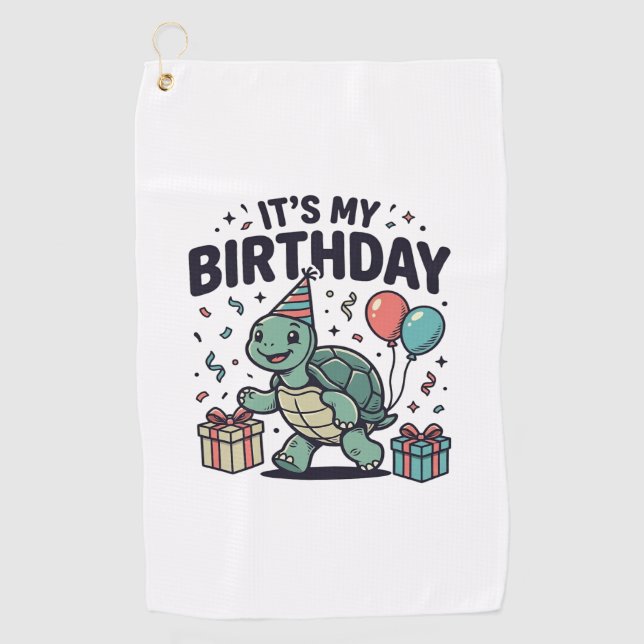 Toalla De Golf Diseño vectorial de fiesta de cumpleaños de tortug (Anverso)