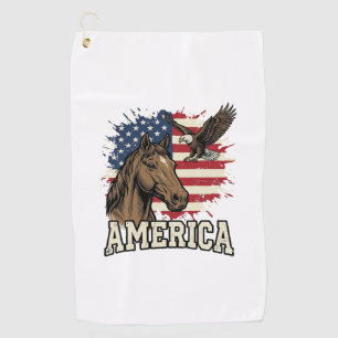 Toalla De Golf Diseño vectorial patriótico águila caballo Vintage