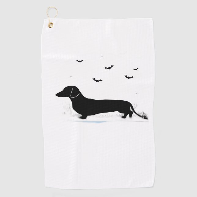Toalla De Golf Disfraz de Halloween de Dachshund Mi Dachshund es  (Anverso)