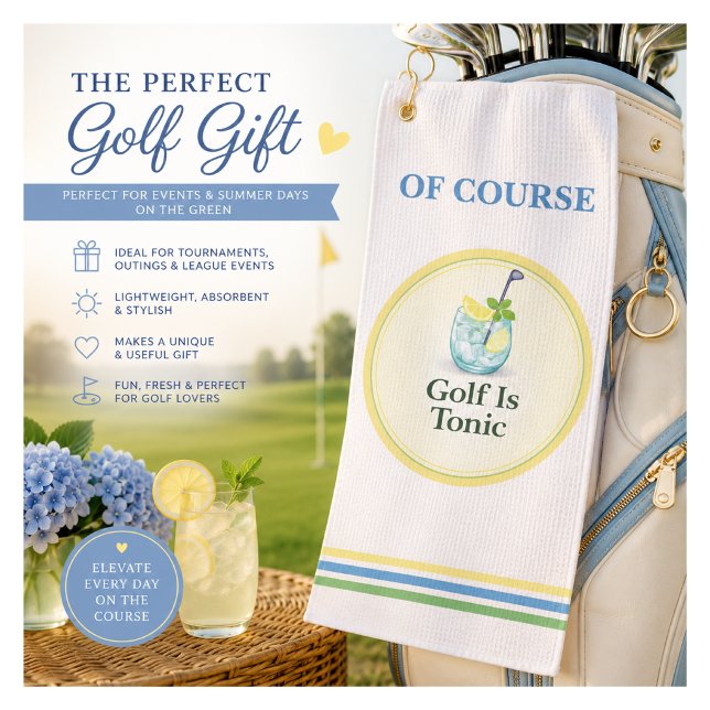 Toalla de Golf Divertida Regalo de Golf para Golfi (Stylish golf towel for gin lovers and golfers. Perfect for tournaments, gifts & summer golf days.)