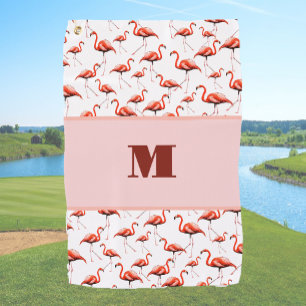 Toalla De Golf Divertidas damas de monograma personalizado rosa F