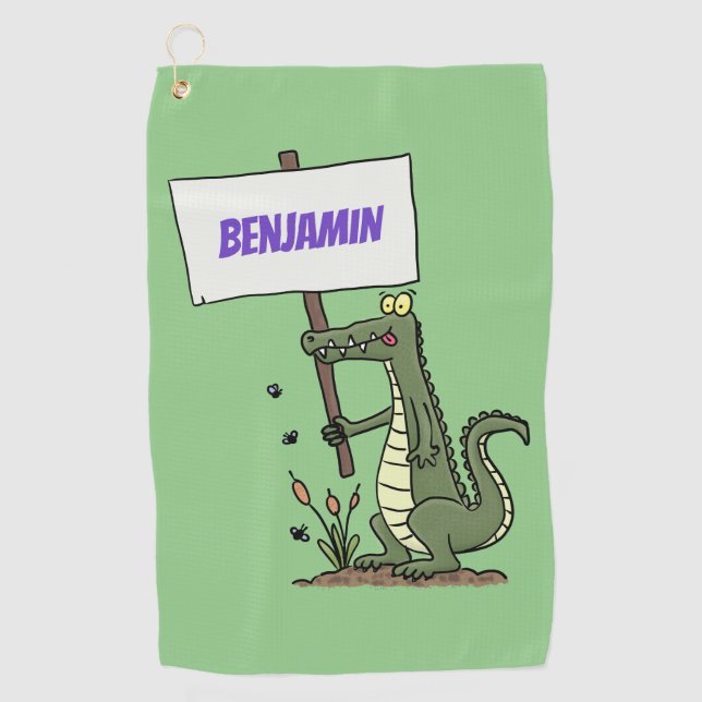 Toalla De Golf Divertido cocodrilo alineador con personalizado de (Anverso)