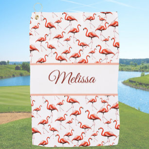 Toalla De Golf Divertido flamenco personalizado para damas en ros