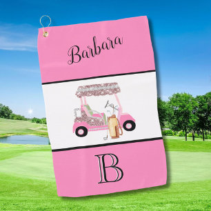 Toalla De Golf Divertido Glitzy Carro de golf Monograma Nombre