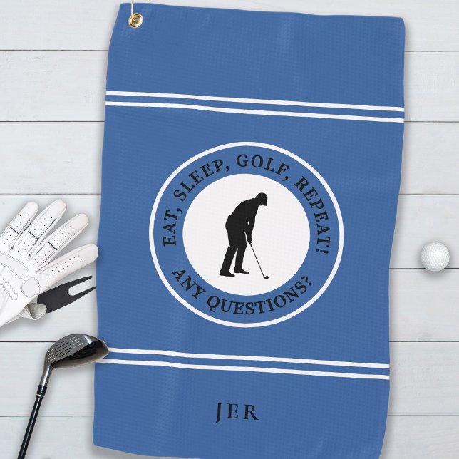 Toalla De Golf Divertido Golfer Monograma Moderno Para Él Blue Fu (Subido por el creador)