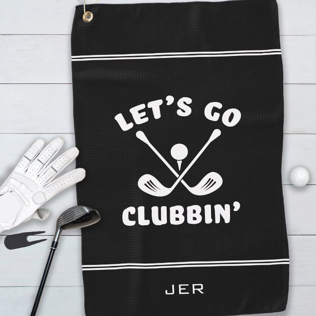 Toalla De Golf Divertido Humor de Palo de Golf Golfer Moderno Dep (Funny Golf Club Humor Modern Golfer Sports Black Golf Towel For Him or For Her)