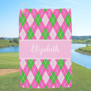 Toalla De Golf Divertido Moderno estilo de argyle rosa señoras no