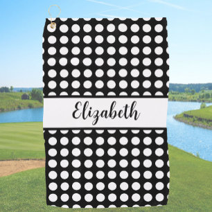 Toalla De Golf Divertidos lunares negros personalizados para dama