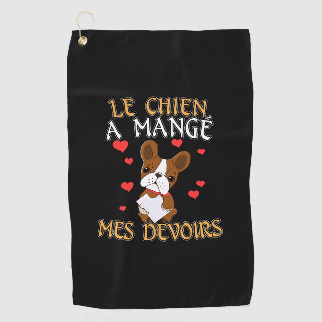 Toalla De Golf Dog Ate My Homework - Aprendiendo Cita Francesa (Anverso)