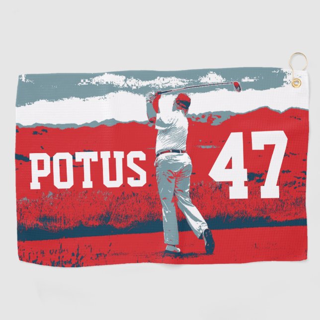 Toalla De Golf Donald Trump Golfing POTUS (Horizontal)