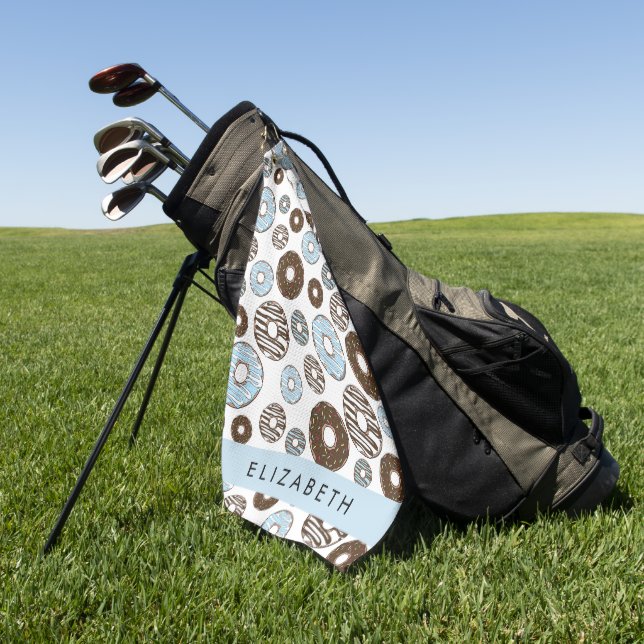 Toalla De Golf Donuts azules, donuts marrones, rociadores, tu nom (Verde)