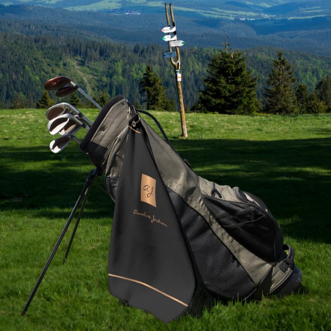 Toalla De Golf Dorado negro dorado moderno monogramado nombre ele (Subido por el creador)