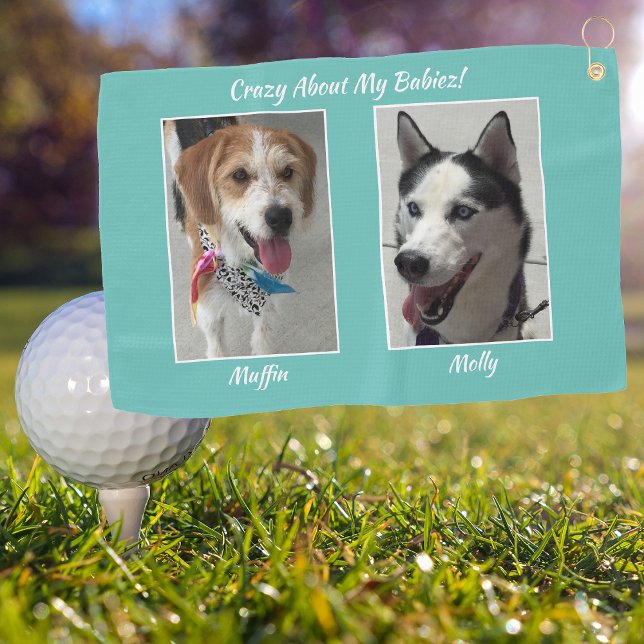 Toalla De Golf Dos fotos Mascotas, Personalizar de nombres y mens (Subido por el creador)