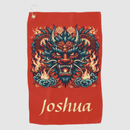 Toalla De Golf Dragón chino con llamas