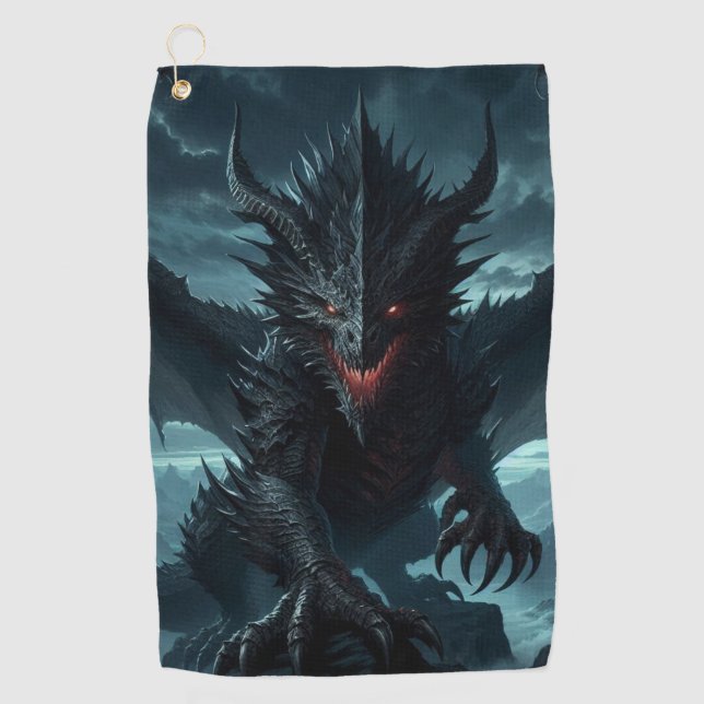 Toalla De Golf Dragón medieval oscuro (Anverso)