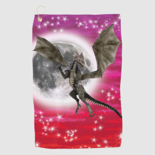 Toalla De Golf Dragón Negro - Criatura Fantástica Mítica Cielo Ro