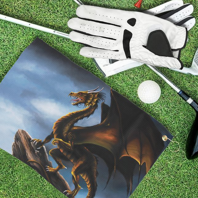 Toalla De Golf Dragón negro de oro de cobre (Subido por el creador)