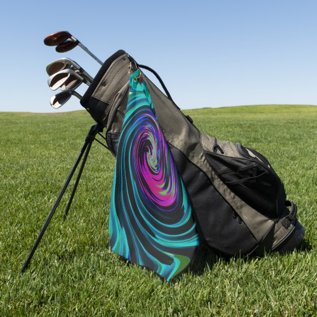 Toalla De Golf Dramático giro retro negro y turquesa (Verde)