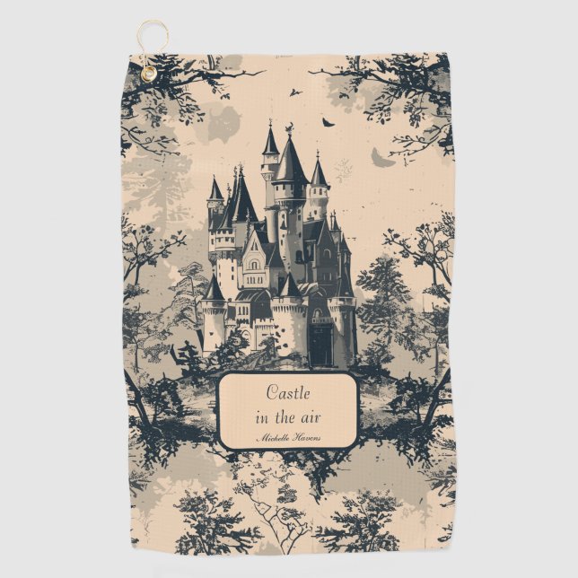Toalla De Golf Dream Castle Midnight y Ivory Toile de Jouy (Anverso)