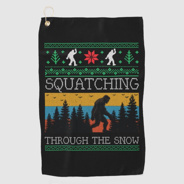Toalla De Golf Dulce Retro Sasquatch Navidades Feo Bigfoot (Anverso)