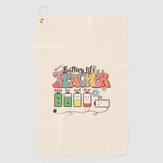 Toalla De Golf Duración de la batería de un profesor - Educador r (Anverso)