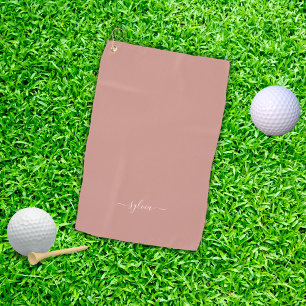 Toalla De Golf Dusty Coral Modern Girly Monograma Nombre