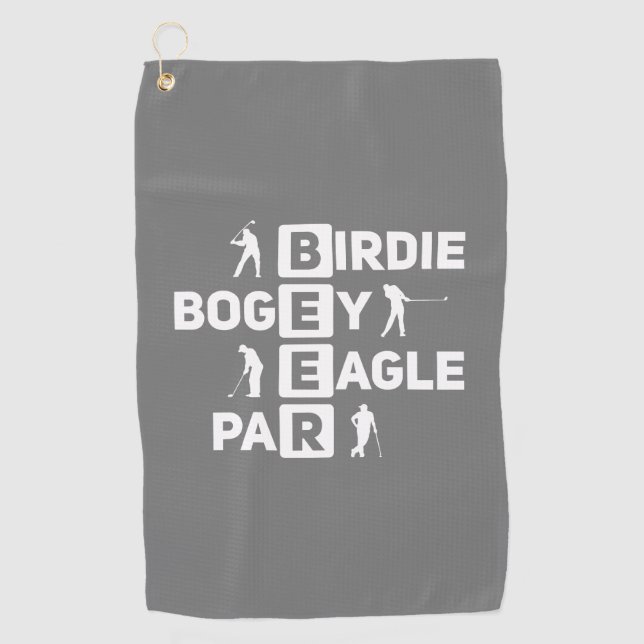 Toalla De Golf Eagle Birdie Par Bogey Beer divertido (Anverso)