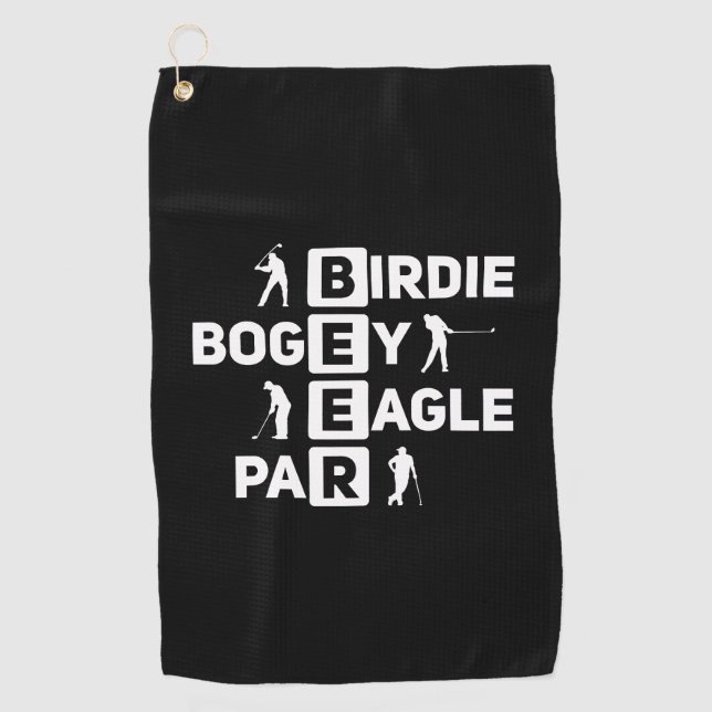 Toalla De Golf Eagle Birdie Par Bogey Beer divertido (Anverso)