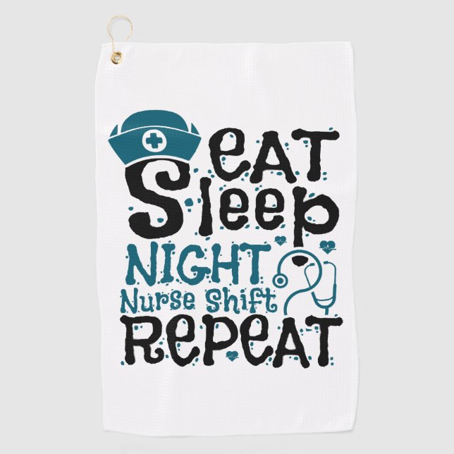 Toalla De Golf Eat Sleep Night Nurs Shift Repetir (Anverso)