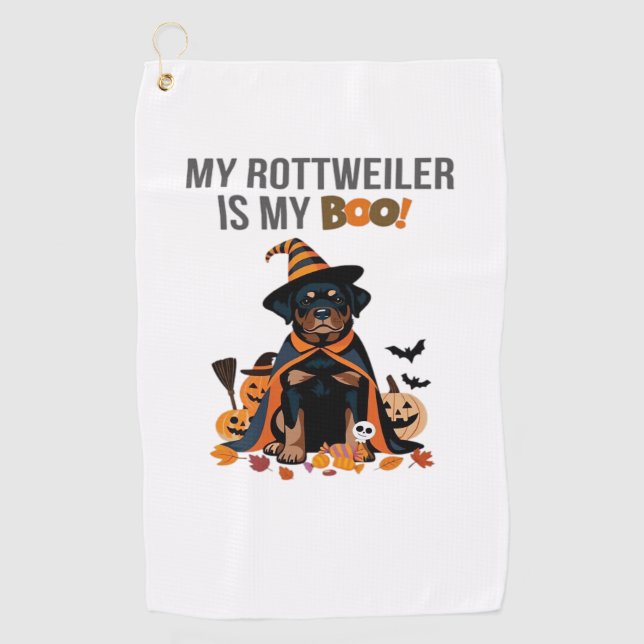 Toalla De Golf El disfraz de rottweiler de Halloween Mi Rottweile (Anverso)