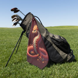 Toalla De Golf El dragón serpiente dorado.