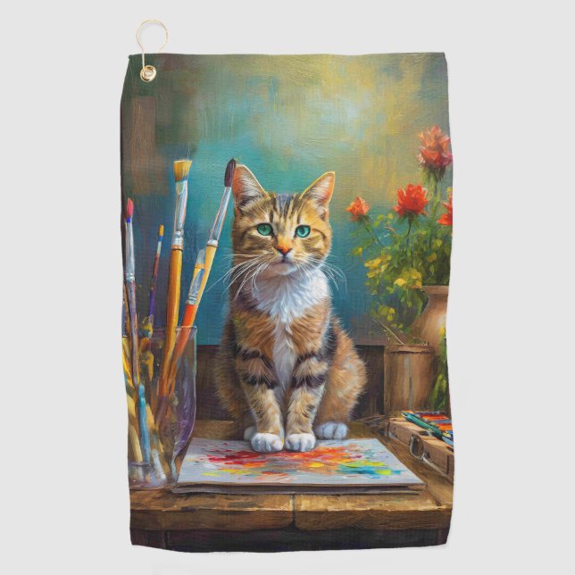 Toalla De Golf El gato artístico (Anverso)